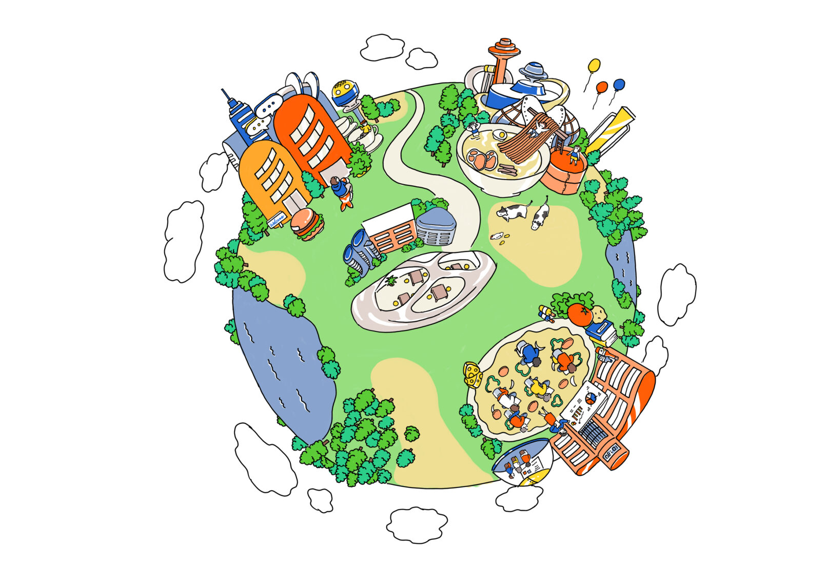 すかいらーくグループ フレキシブルインターンシップ イラスト