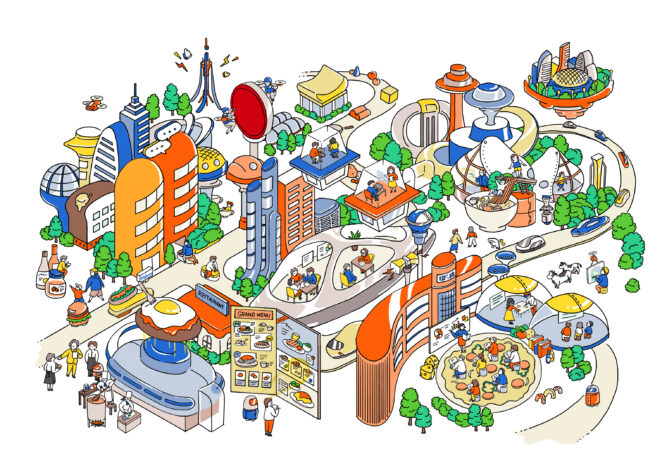 すかいらーくグループ フレキシブルインターンシップ イラスト